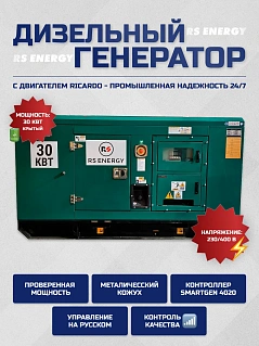 Генератор 30 кВт RS ENERGY в кожухе (Ricardo)