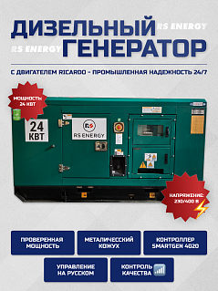 Генератор 24 кВт RS ENERGY в кожухе (Ricardo)